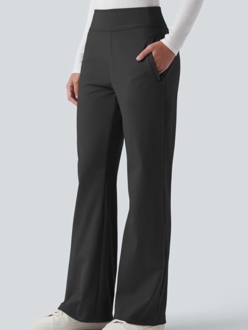 Mid Rise Fleece Work Flare Pants with Zip Pockets size S
